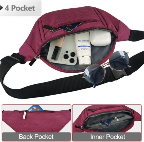 Crossbody Fanny Pack for Women Fashionable,Fashion Waist Bag Purse,Belt Bag for Travel Walking Running Hiking Cycling,Easy Carry Any Phone,Wallet (Purple) - Image 4