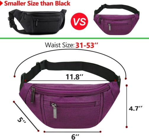 Crossbody Fanny Pack for Women Fashionable,Fashion Waist Bag Purse,Belt Bag for Travel Walking Running Hiking Cycling,Easy Carry Any Phone,Wallet (Purple) - Image 3