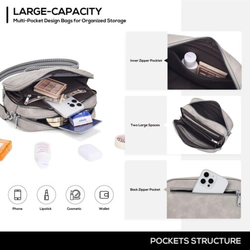 Crossbody Purse for Women,Quilted Crossbody bags Small Shoulder Handbag with RFID Card Slots - Image 5