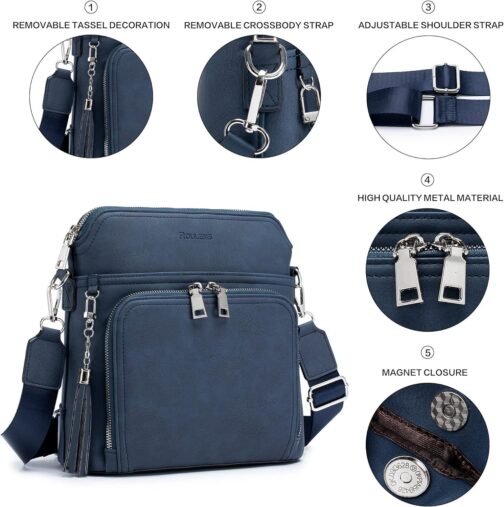 Crossbody Purse for Women,Lightweight Medium Crossbody Bag Soft Leather Women's Shoulder Handbags with Tassel - Image 6