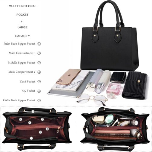 Crossbody Purses and Handbags for Women PU Leather Tote Top Handle Satchel Shoulder Bags - Image 5