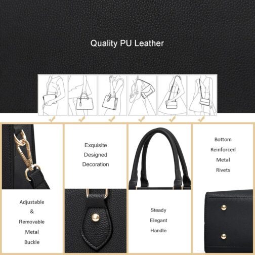 Crossbody Purses and Handbags for Women PU Leather Tote Top Handle Satchel Shoulder Bags - Image 7