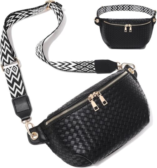 Crossbody Sling Bag Purse for Women - Small Chest Fanny Pack Trendy Travel Faux Leather Cross Body Bags with Adjustable Strap