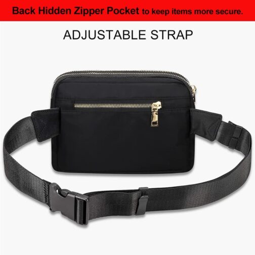 Cute Large Black Fanny Packs for Women Cross Body Waist Bag Nylon Fashionable Fanny Pack Designer Workout Hiking Waist Pack Running Travel Gym Pretty Zipper Fashion Quilted Womens Fanny Pack - Image 5