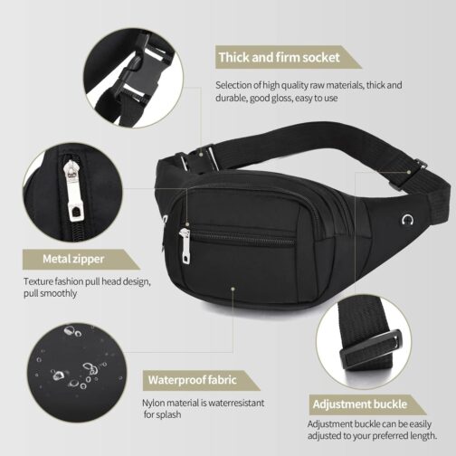 DAITET Crossbody Fanny Pack for Men&Women,Large Waist Bag and Hip Bum Bag with Adjustable Strap for Outdoors Workout Traveling Casual Running Hiking Cycling - Image 4