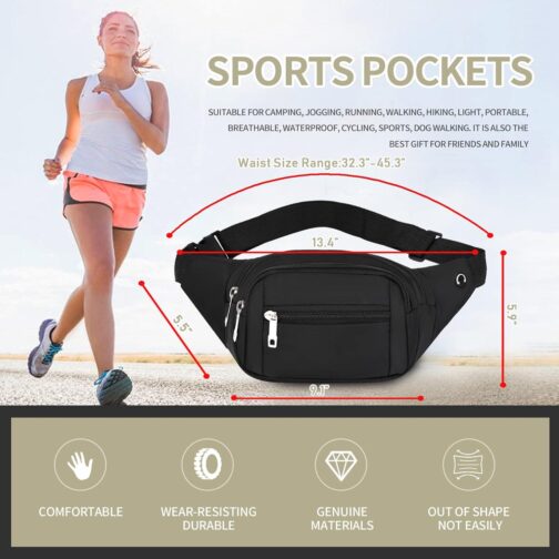 DAITET Crossbody Fanny Pack for Men&Women,Large Waist Bag and Hip Bum Bag with Adjustable Strap for Outdoors Workout Traveling Casual Running Hiking Cycling - Image 2