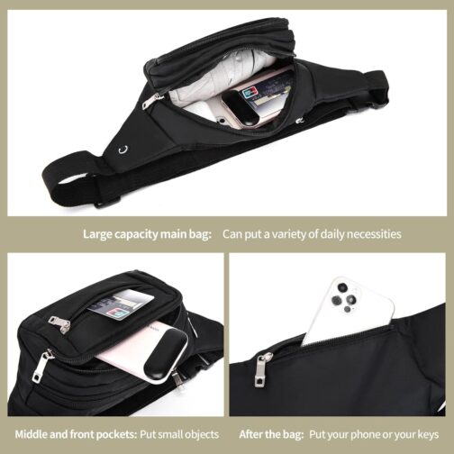 DAITET Crossbody Fanny Pack for Men&Women,Large Waist Bag and Hip Bum Bag with Adjustable Strap for Outdoors Workout Traveling Casual Running Hiking Cycling - Image 5
