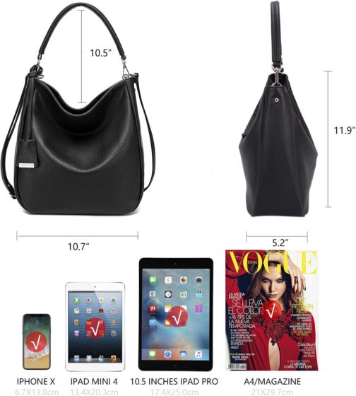 DAVIDJONES Women's Soft Faux Leather Hobo Bags Tote Handbags Medium Crossbody Purses Shoulder Bag Top-Handle Satchel - Image 6