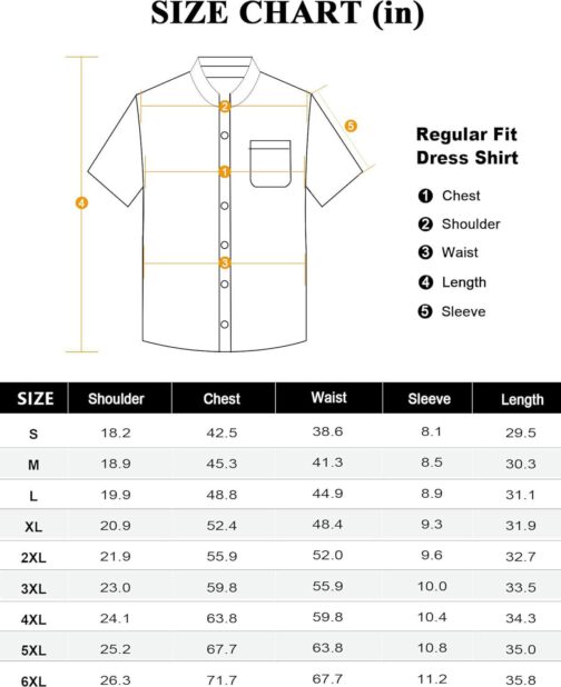 DEMEANOR Mens Banded Collar Dress Shirts Short Sleeve Stretch Collarless Dress Shirts for Men Casual Button Down Shirts - Image 5