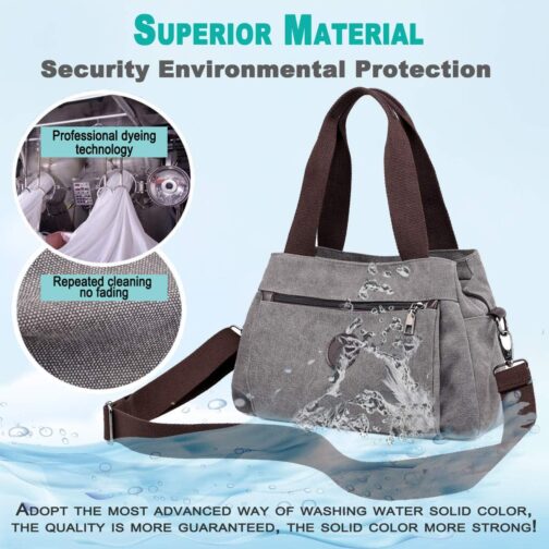 DOURR Hobo Handbags Canvas Crossbody Bag for Women, Multi Compartment Tote Purse Bags - Image 3