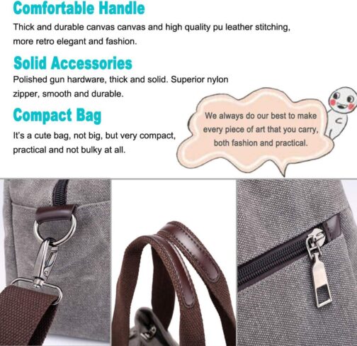 DOURR Hobo Handbags Canvas Crossbody Bag for Women, Multi Compartment Tote Purse Bags - Image 7