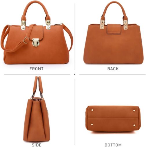 Dasein Women Satchel Handbags Top Handle Purse Medium Tote Bag Vegan Leather Shoulder Bag - Image 3