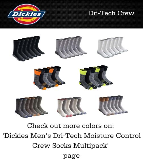 Dickies Men's Dri-Tech Essential Moisture Control Crew Socks Multipack - Image 4