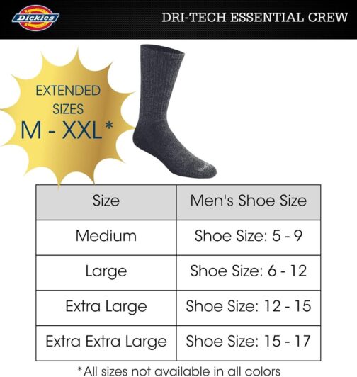 Dickies Men's Dri-Tech Essential Moisture Control Crew Socks Multipack - Image 3