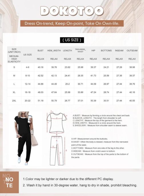 Dokotoo Women's 2 Piece Outfits Sweatsuit Colorblock Comfy Lounge Sets Knit Short Sleeve Jogger Sweatpants Tracksuits - Image 4