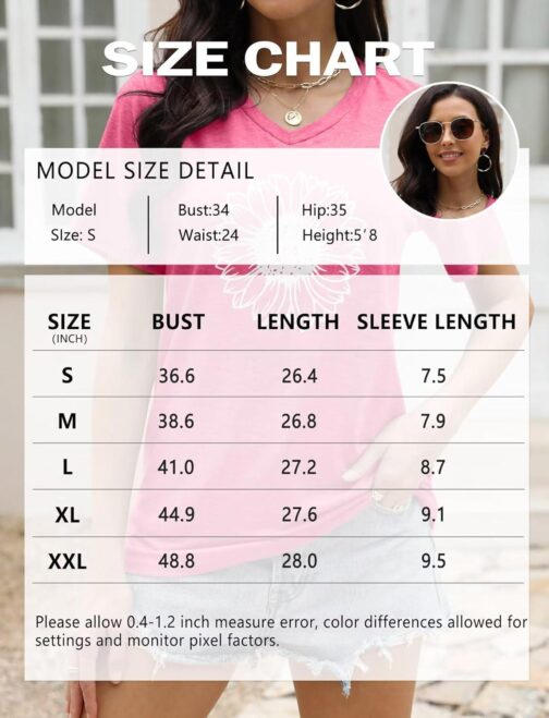 EADINVE Women's Short Sleeve V Neck Sunflower Graphic Printed Summer Tee Vintage T Shirt Cotton Tops Novelty Cool Shirt - Image 6