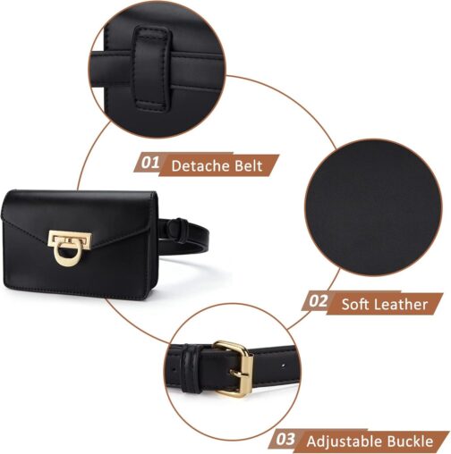 ECOSUSI Fanny Pack for Women PU Leather Belt Bag Waist Bag Fashion Waist Pack Pouch Small Purse for Party, Travel, Hiking - Image 5