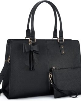 ECOSUSI Laptop Tote Bag Laptop Bag 15.6 inch Work Shoulder Briefcase Computer Messenger with Clutch Satchel Handbag 2 PCS Set