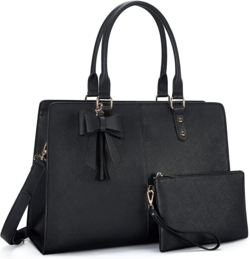 ECOSUSI Laptop Tote Bag Laptop Bag 15.6 inch Work Shoulder Briefcase Computer Messenger with Clutch Satchel Handbag 2 PCS Set