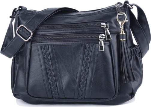 ELDA Crossbody Bags For Women Pocketbooks Soft PU Leather Purses and Handbags Multi Pocket Shoulder Bag