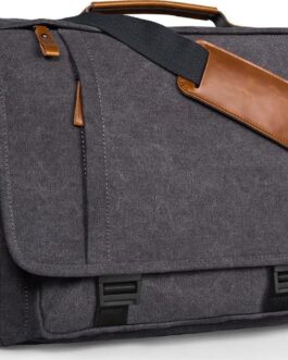 ESTARER 17-17.3 Inch Water-resistant Canvas Laptop Messenger Bag, Grey