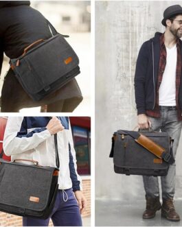 ESTARER 17-17.3 Inch Water-resistant Canvas Laptop Messenger Bag, Grey