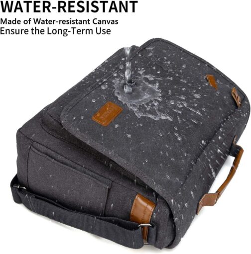 ESTARER Laptop Messenger Bag 17-17.3 Inch Water-resistant Canvas Shoulder Bag for Work College, Grey - Image 4