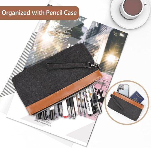 ESTARER Messenger Bag 17-17.3 Inch, Men's Computer Bag Water-resistant Canvas, College/Work/Travel Laptop Shoulder Bag with Pencil Case Pouch, Dark Grey - Image 6