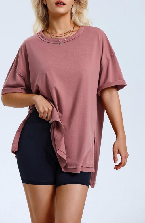 EXLURA Womens Summer Oversized T Shirts 2024 Casual Short Sleeve Loose Maternity Tops Crewneck Tunic Plus Gym Workout Top - Image 4