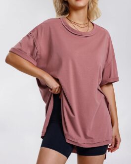 EXLURA Womens Summer Oversized T Shirts 2024 Casual Short Sleeve Loose Maternity Tops Crewneck Tunic Plus Gym Workout Top