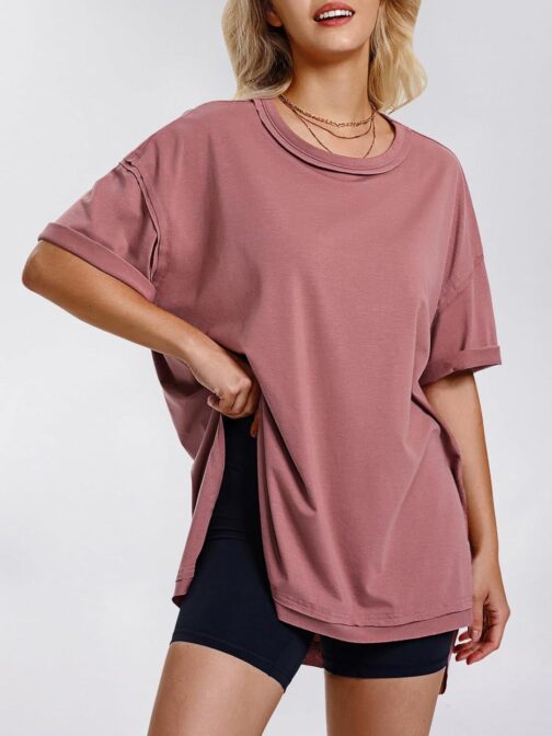 EXLURA Womens Summer Oversized T Shirts 2024 Casual Short Sleeve Loose Maternity Tops Crewneck Tunic Plus Gym Workout Top - Image 2
