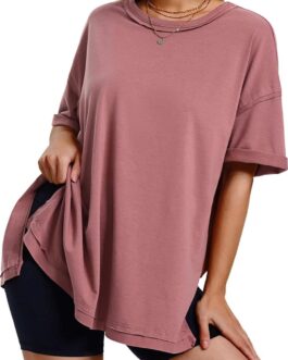 EXLURA Womens Summer Oversized T Shirts 2024 Casual Short Sleeve Loose Maternity Tops Crewneck Tunic Plus Gym Workout Top