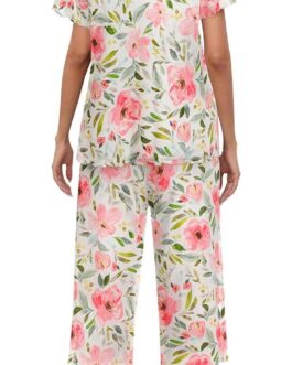 Ekouaer Women’s Pajamas Set Short Sleeve Top With Capri Pants Pjs Lounge and Sleepwear Set S-XXL