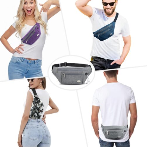 Entchin Fanny Pack for Women Men, Crossbody Bag with 4-Zipper Pockets, Large Capacity and Water Resistant Fashion Bum Bags for Hiking Running Travel Cycling - Image 2