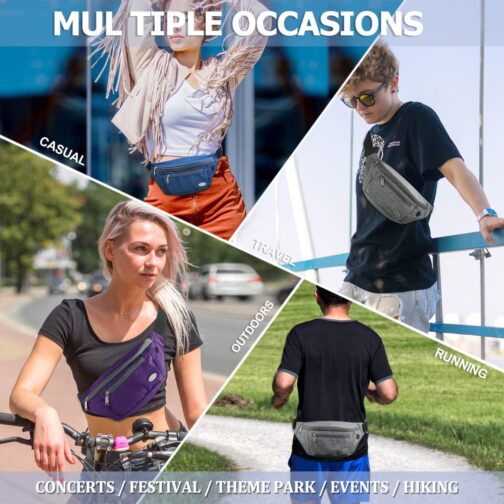 Entchin Fanny Pack for Women Men, Crossbody Bag with 4-Zipper Pockets, Large Capacity and Water Resistant Fashion Bum Bags for Hiking Running Travel Cycling - Image 7