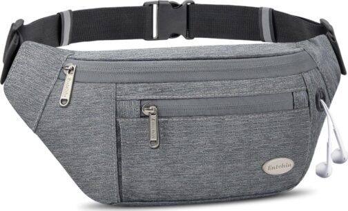 Entchin Fanny Pack for Women Men, Crossbody Bag with 4-Zipper Pockets, Large Capacity and Water Resistant Fashion Bum Bags for Hiking Running Travel Cycling