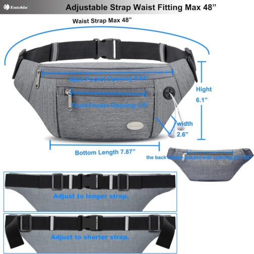 Entchin Fanny Pack for Women Men, Crossbody Bag with 4-Zipper Pockets, Large Capacity and Water Resistant Fashion Bum Bags for Hiking Running Travel Cycling - Image 5