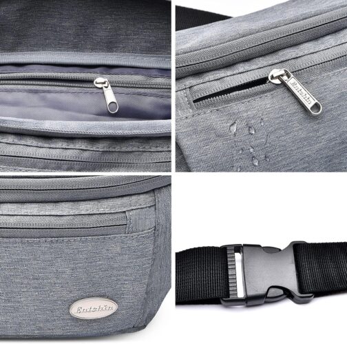 Entchin Fanny Pack for Women Men, Crossbody Bag with 4-Zipper Pockets, Large Capacity and Water Resistant Fashion Bum Bags for Hiking Running Travel Cycling - Image 9