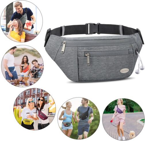 Entchin Fanny Pack for Women Men, Crossbody Bag with 4-Zipper Pockets, Large Capacity and Water Resistant Fashion Bum Bags for Hiking Running Travel Cycling - Image 6