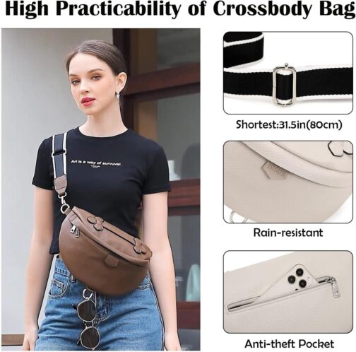 Eslcorri Crossbody Bags for Women - Fashion Sling Purse Shoulder Bag Fanny Pack Leather Causal Chest Bum Bag Cross Body Purse - Image 4