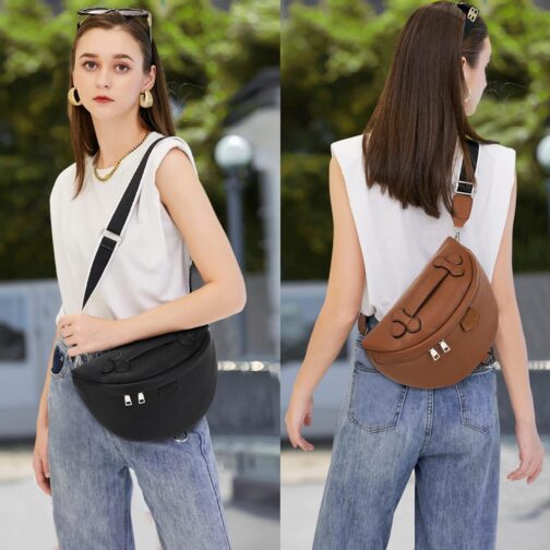 Eslcorri Crossbody Bags for Women - Fashion Sling Purse Shoulder Bag Fanny Pack Leather Causal Chest Bum Bag Cross Body Purse - Image 7
