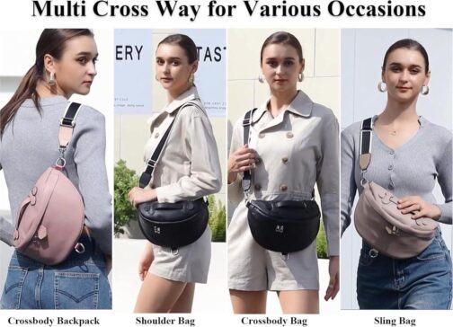 Eslcorri Crossbody Bags for Women - Fashion Sling Purse Shoulder Bag Fanny Pack Leather Causal Chest Bum Bag Cross Body Purse - Image 2