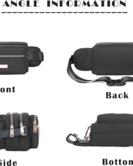 Extra Large Fashion Fanny Pack for Men Women, Waist Bag for Waterproof Hiking Running Biking Gym Outdoor Sports Travel Belt Bag (Black)