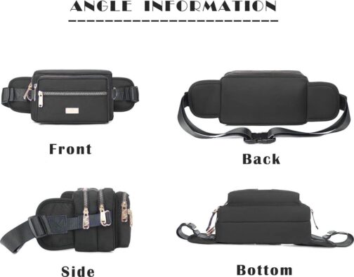 Extra Large Fashion Fanny Pack for Men Women, Waist Bag for Waterproof Hiking Running Biking Gym Outdoor Sports Travel Belt Bag (Black) - Image 2