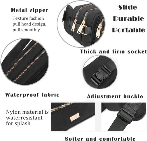 Extra Large Fashion Fanny Pack for Men Women, Waist Bag for Waterproof Hiking Running Biking Gym Outdoor Sports Travel Belt Bag (Black) - Image 3