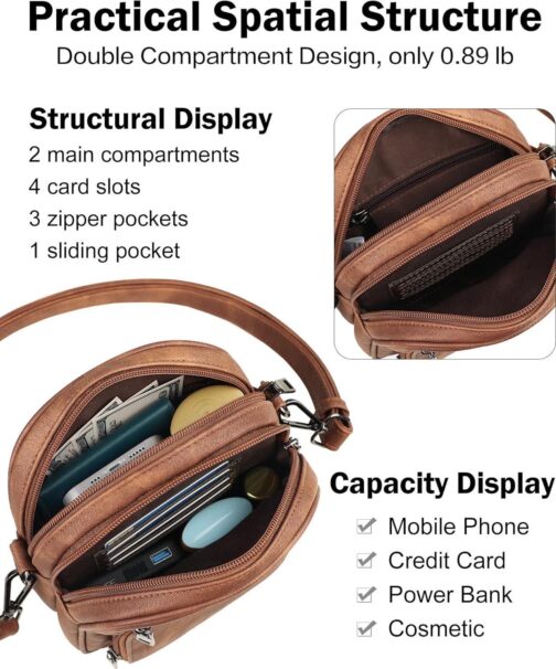 FADEON Mini Crossbody Bags Purses for Women Small Cross Body Purse, Designer Crossbody Purse Shoulder Bag Card Slot - Image 3