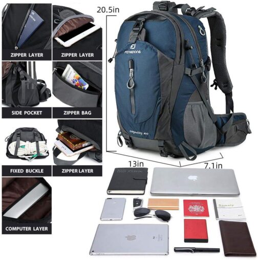 FENGDONG 40L Waterproof Lightweight Hiking,Camping,Travel Backpack for Men Women - Image 2