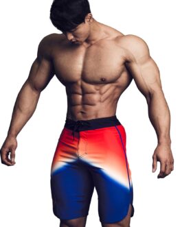 FIED Olympia IFBB MensPhysique Stage War Shorts Board-Shorts Posing Trunks Competition Swim Summer NPC RISING and CHAIN COLLECTION (26 , Rising Sun)