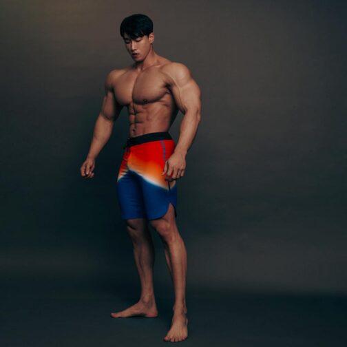 FIED Olympia IFBB MensPhysique Stage War Shorts Board-Shorts Posing Trunks Competition Swim Summer NPC RISING and CHAIN COLLECTION (26 , Rising Sun) - Image 7
