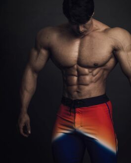 FIED Olympia IFBB MensPhysique Stage War Shorts Board-Shorts Posing Trunks Competition Swim Summer NPC RISING and CHAIN COLLECTION (26 , Rising Sun)
